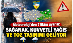 Meteoroloji’den 7 Ekim uyarısı: Sağanak, kuvvetli yağış ve toz taşınımı geliyor