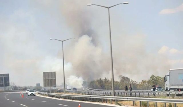 Kırklareli'de yangın: Otoyol kapandı