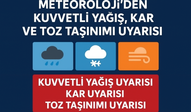 Meteoroloji'den kuvvetli yağış, kar ve toz taşınımı uyarısı