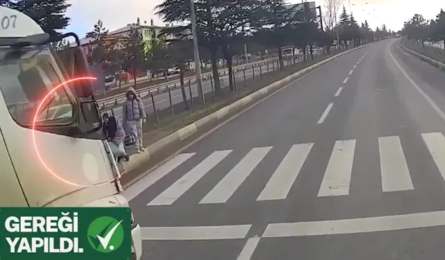 Yaya geçidinde facianın eşiğinden dönüldü! Kamyon sürücüsüne gereği yapıldı!
