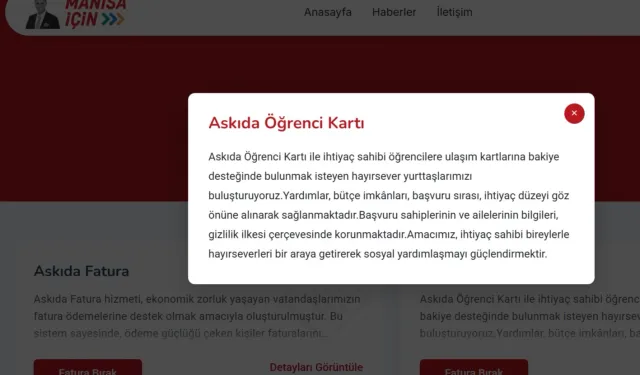 Manisa Büyükşehir'den 'askıda' destek