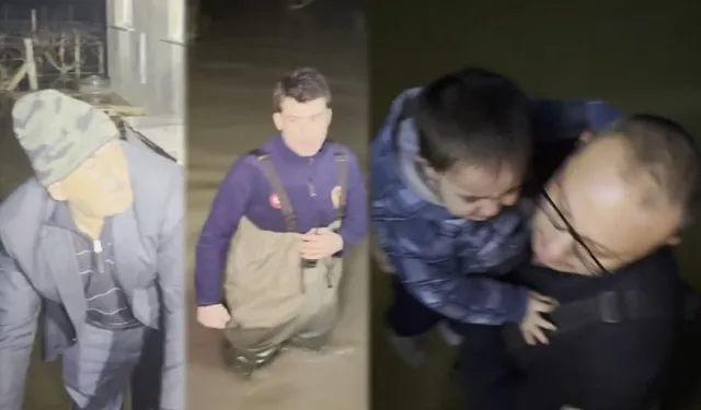 Selde kalan 11 kişilik aile kurtarıldı