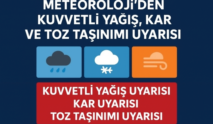 Meteoroloji'den kuvvetli yağış, kar ve toz taşınımı uyarısı