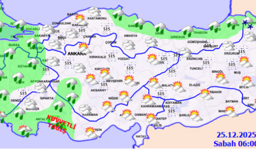 Meteoroloji 25 Aralık raporunu yayımladı... Yurtta bugün hava nasıl olacak?