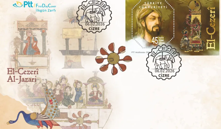 PTT'den 'El-Cezerî' temalı anma pulu ve ilk gün zarfı
