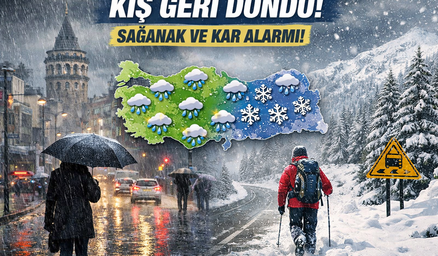 Kış Geri Döndü: 63 İlde Sağanak, 15 İlde Kar Uyarısı! Bahar Yine Kapıda Kaldı