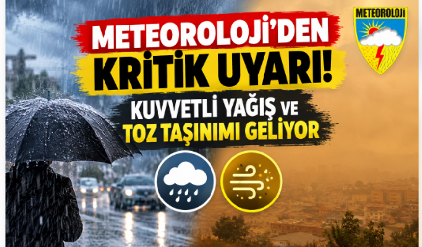 Meteoroloji’den Kritik Uyarı! Kuvvetli Yağış ve Toz Taşınımı Geliyor